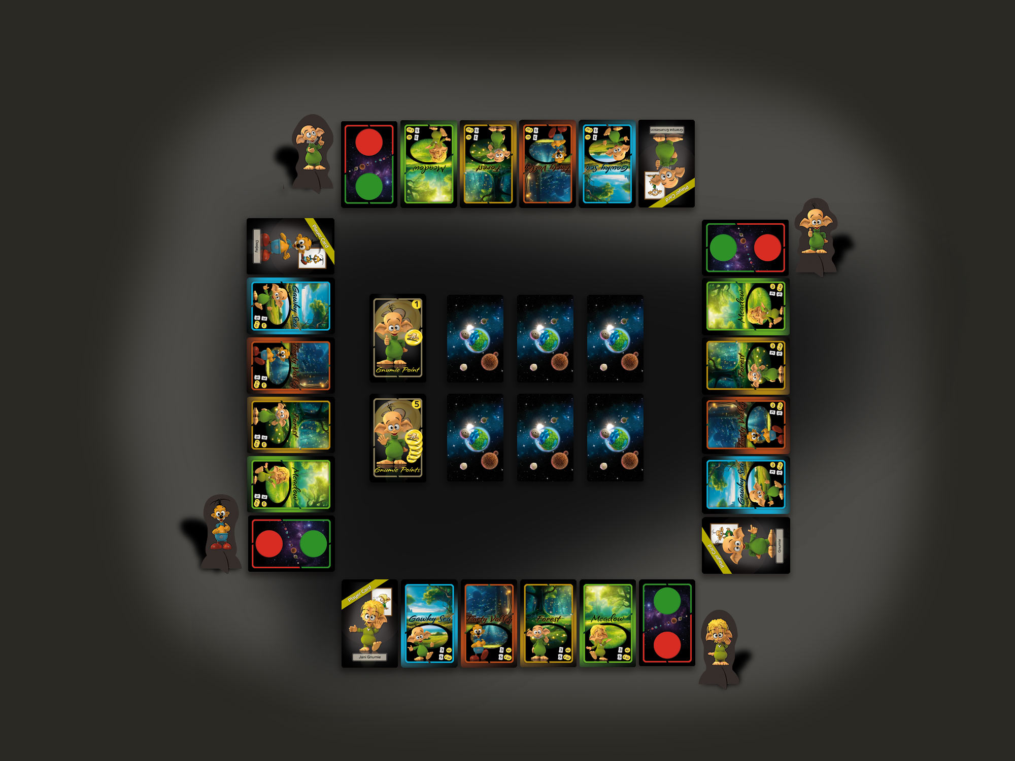 Planet of the Gnumies - Card Game setup